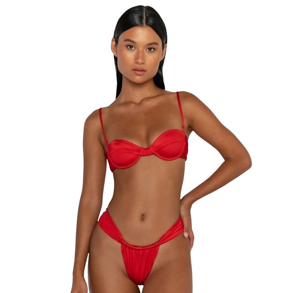 Sommer Swim Red Bikini Set Balconette Bikini Top & Sadie Brazilian Bottoms